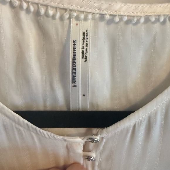 Anthropologie Cream Button-Back Peasant Blouse - Picture 3 of 3